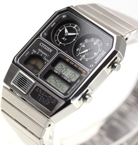 Citizen Ana-Digi Temp JG2101-78E Reproduction 100% New Vintage Look Silver NEW - Picture 4 of 5