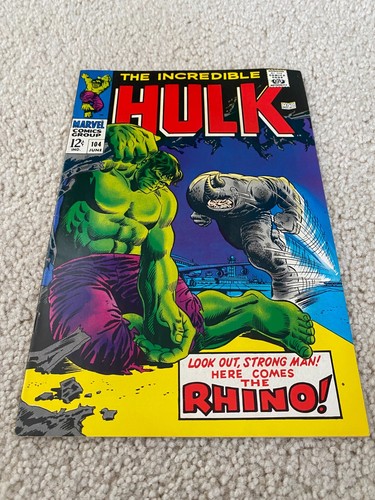 Incredible Hulk 104 VF- 7.5 High Grade Rhino General Ross Marvel 1968