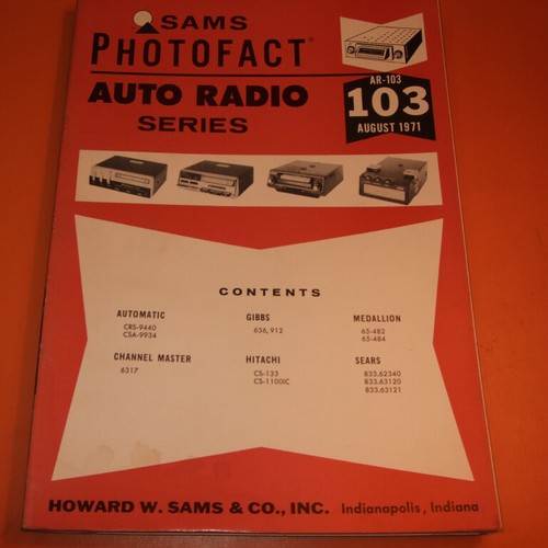 Sams Photofact Radio samochodowe Seria AR- Radio tranzystorowe Serwis TSM- Instrukcja U-PICK - Zdjęcie 144 z 378
