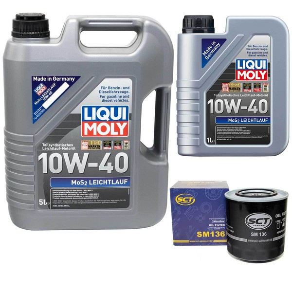 MotoröL Set MOS2 Leichtlauf 10W-40 Liqui Moly 6 Liter + ÖLfilter FüR Volvo 850-image