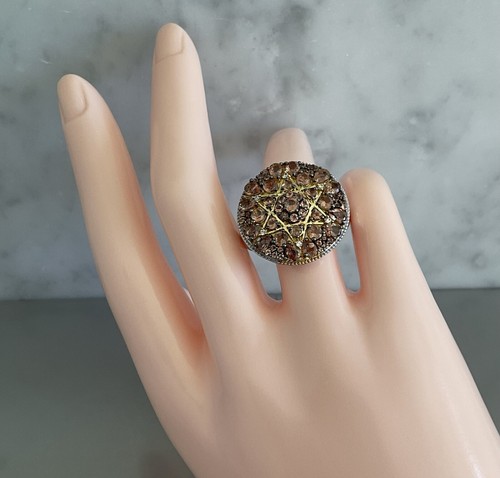 Jenipapo Andalusite & Zircon Cluster Star Design Ring 3.90 CTW 925 Silver Size 7 - Picture 6 of 19