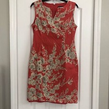 Adrianna Papell womens floral sleeveless sheath dress coral/cream 10 officecore