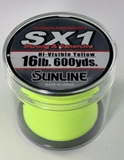 Sunline SX1 Braid Fishing Line - 600 Yard Spool - Yellow 16LB
