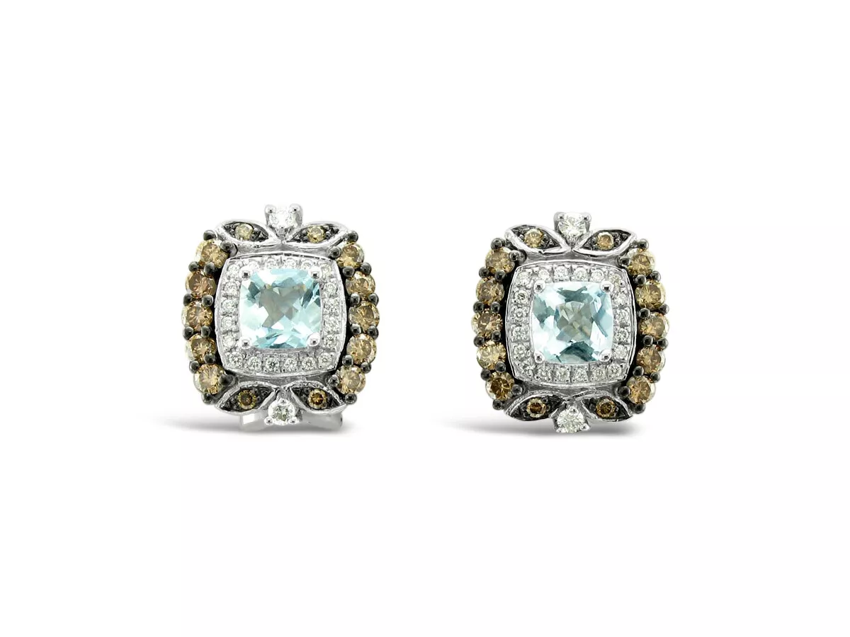 LeVian 14K White Gold Aquamarine SI2 Chocolate Diamond 1.79 cts