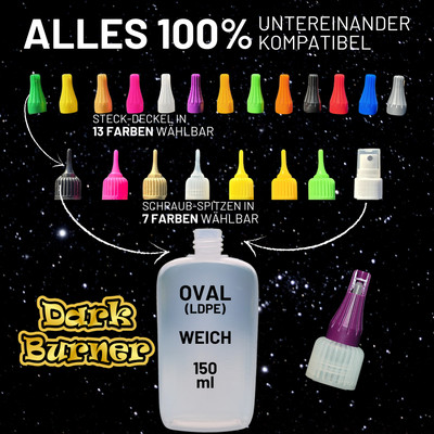 10 Stück Dark Burner 150ml Liquid-Flasche -LDPE (weich)  
