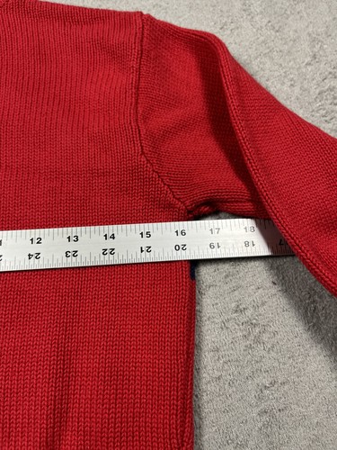 Ralph Lauren Polo Sweater Mens Small Red Navy Striped Crewneck Knit Made Japan - Picture 5 of 6