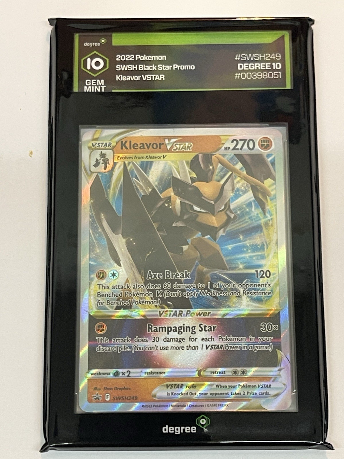 Pokemon TCG Kleavor VSTAR SWSH249 Degree Grading GEM MINT 10 Holo Rare Blck Star