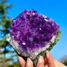 Ametista naturale 1,48 libbre geode quarzo a grappolo cristallo esemplare guarigione