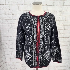 Vtg Boho Jacket Top Medium Sequin Embroidered Ren Faire Fairy Dark Cottage Folk