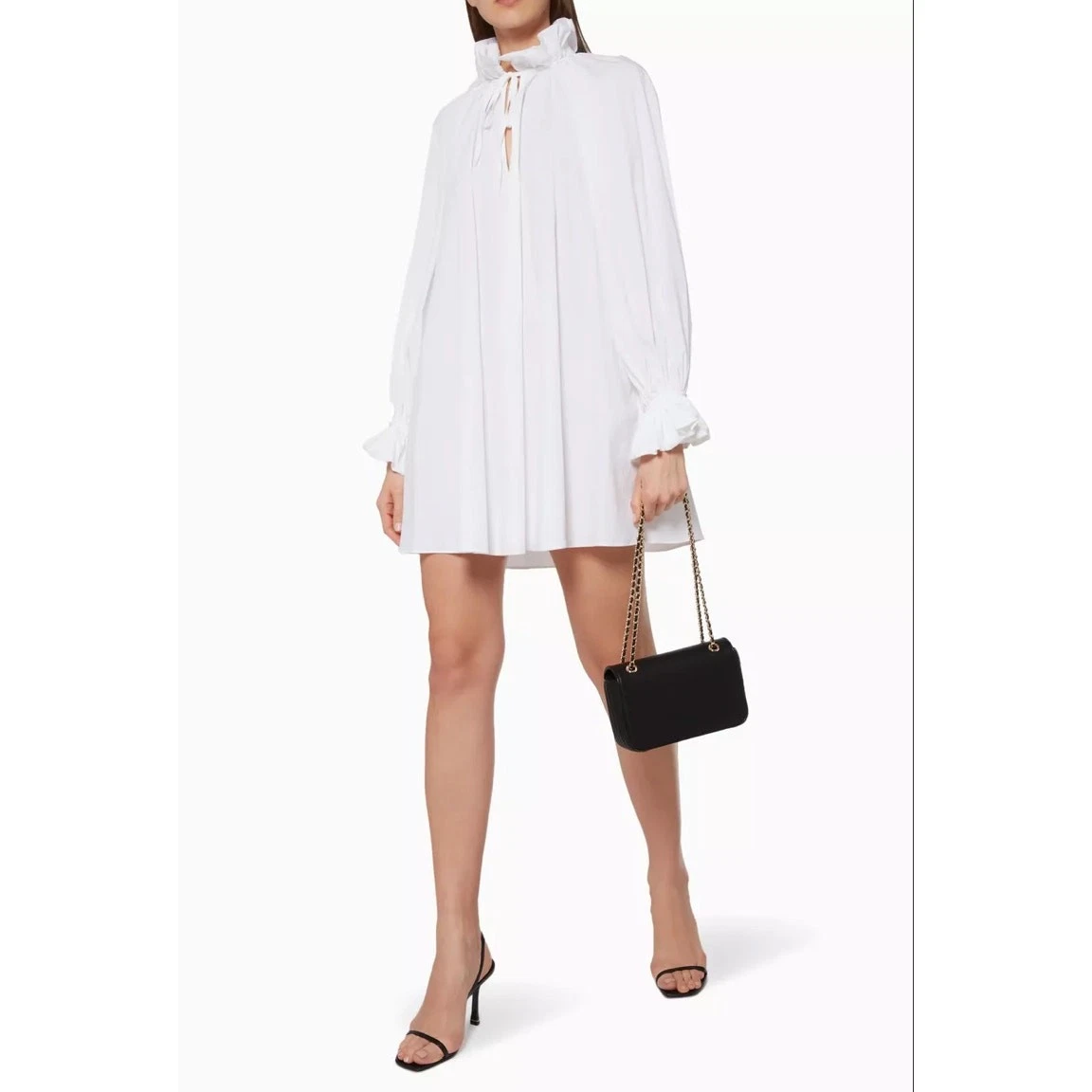 Abito donna Moschino Couture bianco in cotone raccolto taglia US 10