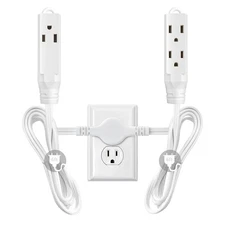 Twin Extension Cord Power Strip, 12 Feet Double Extension Cord - 6 Feet On Ea...