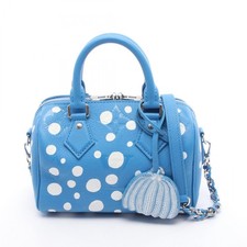 Louis Vuitton Speedy Bandouliere Leather Handbag Blue White