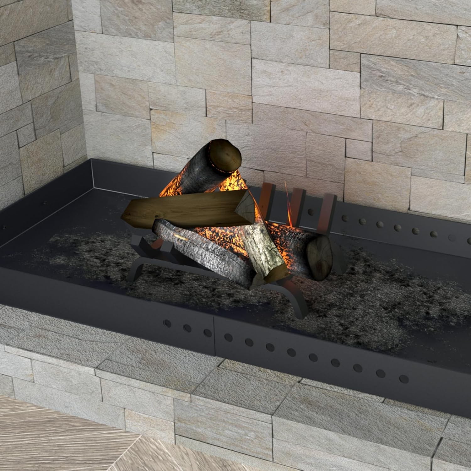 Rectangle Fireplace Tray Small Size,13" Front to Back Adjustable Ash Pan for... 