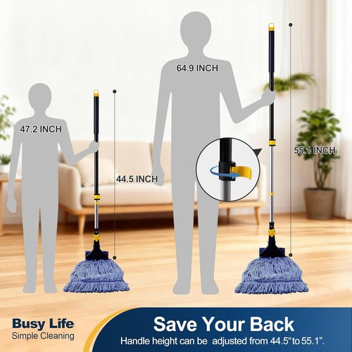 Looped-End String Wet Mop Heavy Duty Cotton Mop Commercial Industrial Grade T... - Picture 5 of 10