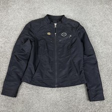 Harley-Davidson Jacket Womens Small Black Rhinestone Zip Motorcycle 98446-10VW