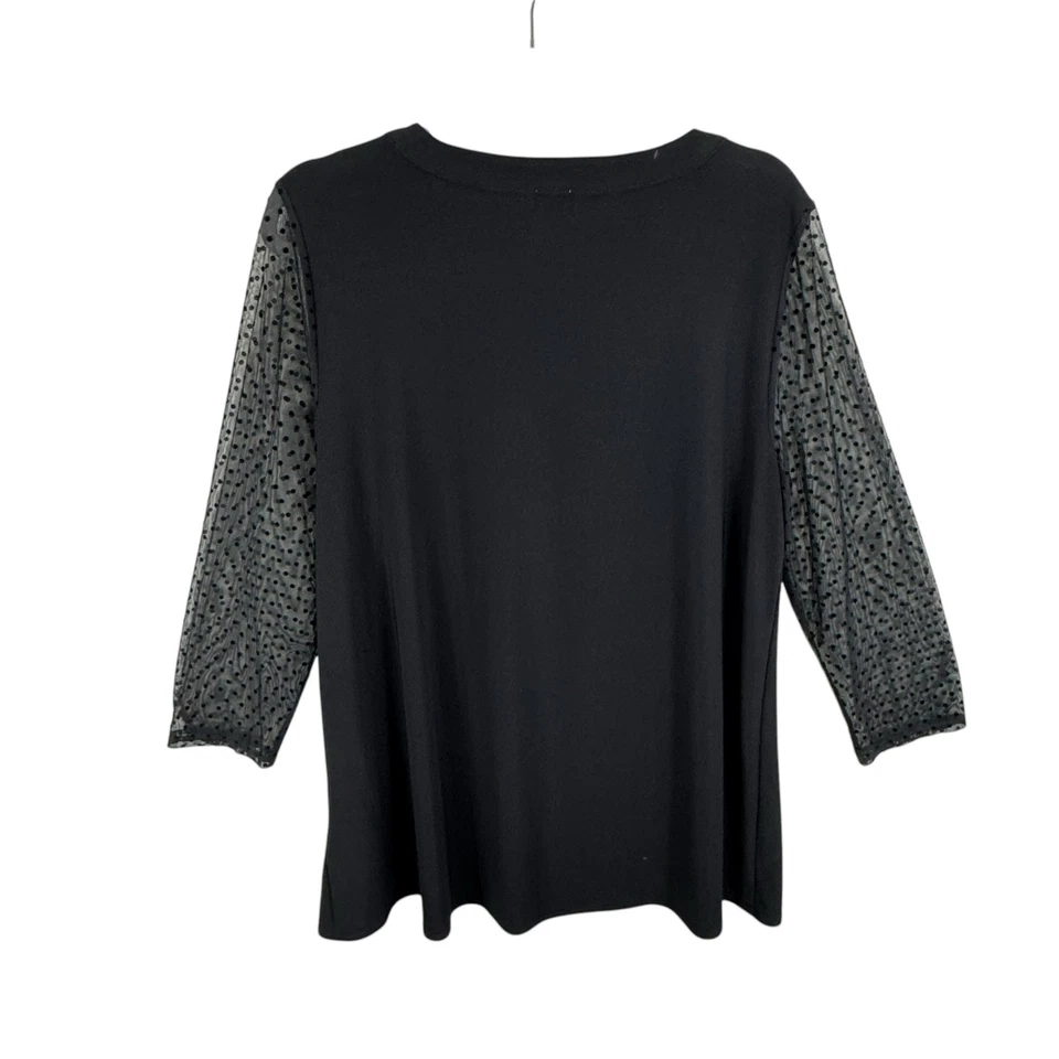 Anne Klein черный Джерси вязаный блузка с чистый 3/4 в горошек рукава размер L - Изображение 2 из 4