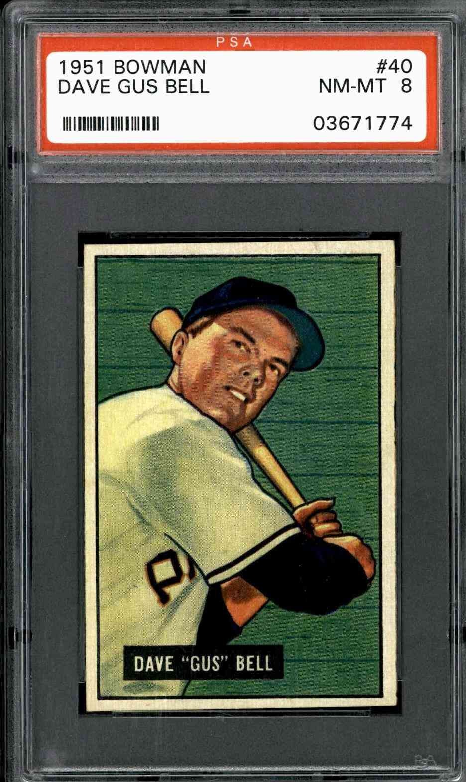 1951 Bowman #40 Dave Gus Bell - PSA 8