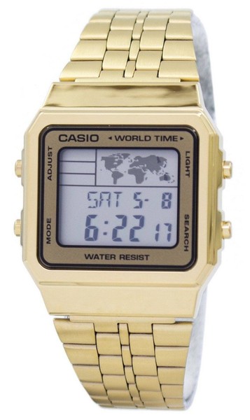 Casio Alarm World Time Digital Grau Zifferblatt A500WGA-9DF 30M Herrenuhr-image