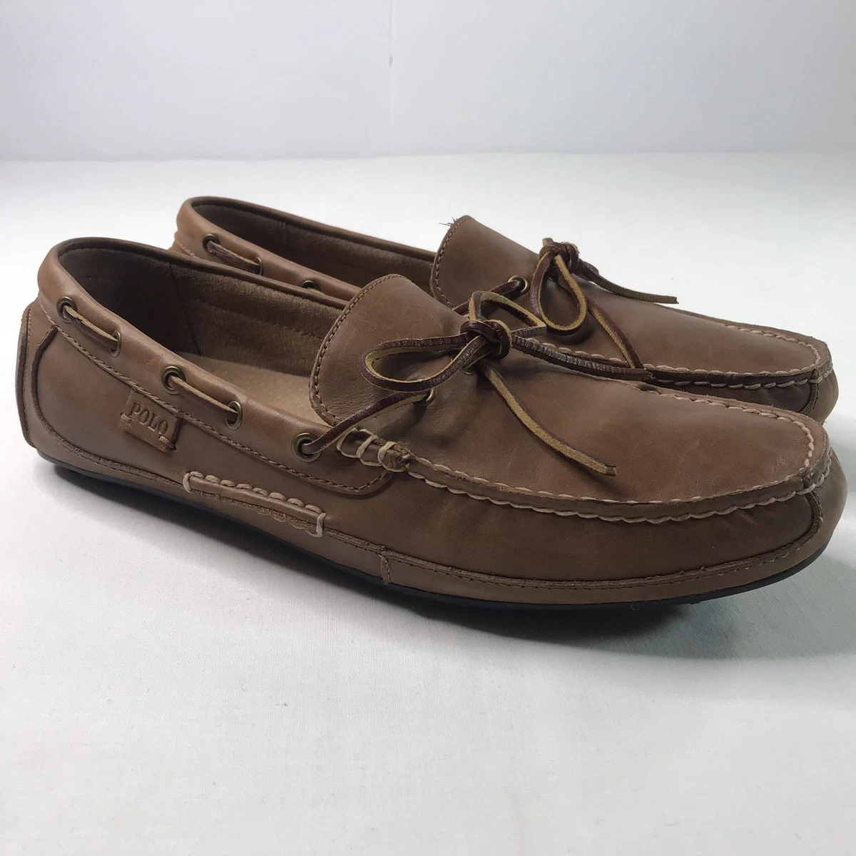 Polo Ralph Lauren Roderick Mens Sz 9D Brown Leather Moc Loafer Boat Shoe Slip On Ralph Lauren Loafer Solid Casual Shoes for Men for sale | eBay main image 3