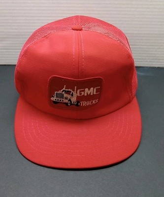 Vintage GMC Trucks Snapback Trucker Mesh Adjustable Hat Red Semi Truck Cap