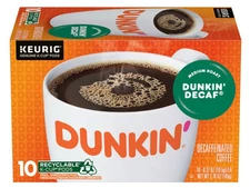 Dunkin Decaf Medium Roast Coffee K Cups Keurig 10 ct 3.7 oz