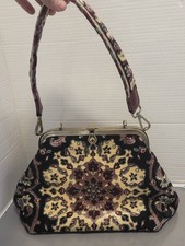 Vintage 60s Floral Carpet Hobo Bag Retro Purse Tapestry Boho Handbag Cottagecore