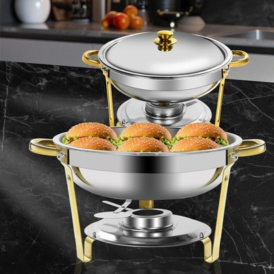 Round Chafing Dishes for Buffet,  5QT Chafing Dishes Gold Chafer for Catering