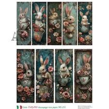 Teacup Bunnies | A4 Rice Paper | Paper for Decoupage | AB Studios