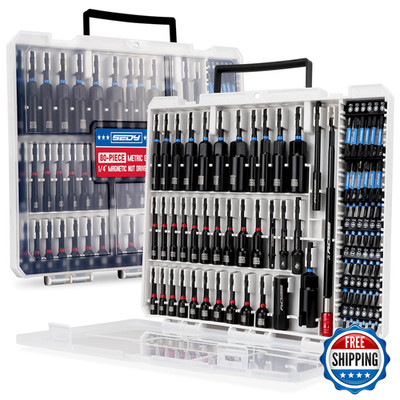 Sedy 80-Piece Premium Magnetic Impact Nut Driver Set Metric Sae Socket Adapters