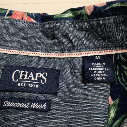 Camisa Tejida Chaps Floral Seacoast Wash Seersucker Para Hombre Talla M Nantucket Azul Marino - Imagen 3 de 7