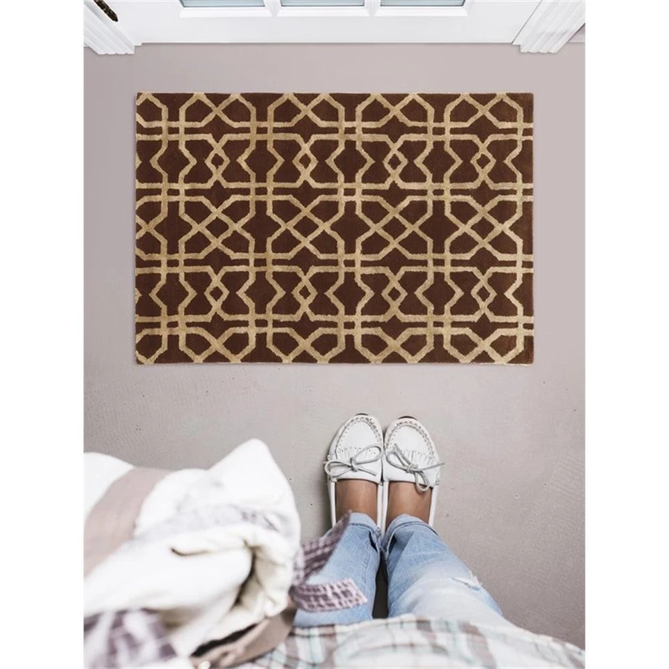 Linon Aspire X's Hand Tufted Wool 2'x3' Rug in Brown - Image 4 of 4