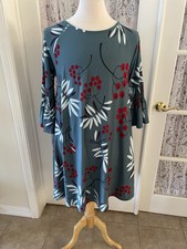 Agnes & Dora Women's L Dress Round Neck Bell Sleeve Pockets Multicolor NWOT