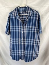 Daniel Cremieux Men's Blue Plaid Button Down Shirt Short Sleeve Medium