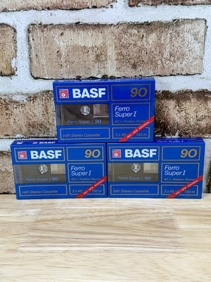 3X BASF Ferro Super I 90 Min HiFi Stereo Blank Audio Cassette Tape NEW (2A)