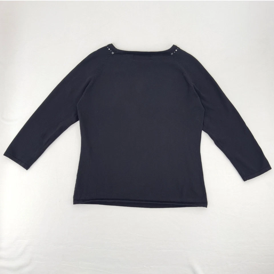 Suéter con lazo con cuentas vintage para mujer talla pequeña negro cuello barco vacaciones años 90 preparación Foto 4 de 4