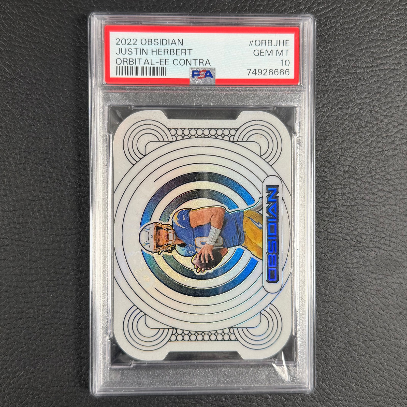 2022 Obsidian Justin Herbert Orbital Electric Etch Contra PSA 10 view 1