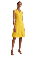 Lauren Ralph Lauren Yellow Sleeveless Aline Textured V-Neck Dress  Women's Sz 8P