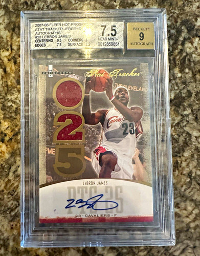 Fleer LeBron James 2007-08 Hot Prospects Stat Tracker Jerseys Auto ST-23 06/50