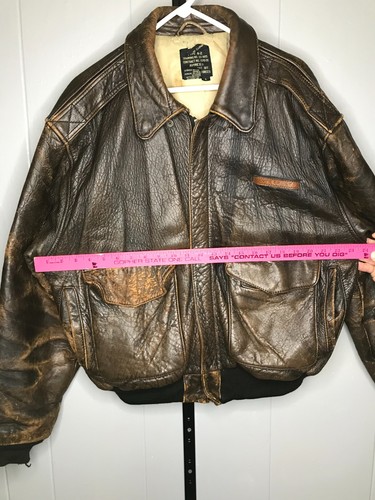 Chaqueta de vuelo de cuero marrón oscuro Avirex Stars & Stripes Forever A-2 de colección LG VER - Imagen 4 de 11