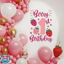 Strawberry 1st Birthday Decal for Balloon Arch - Peel and Stick Decor for Bab