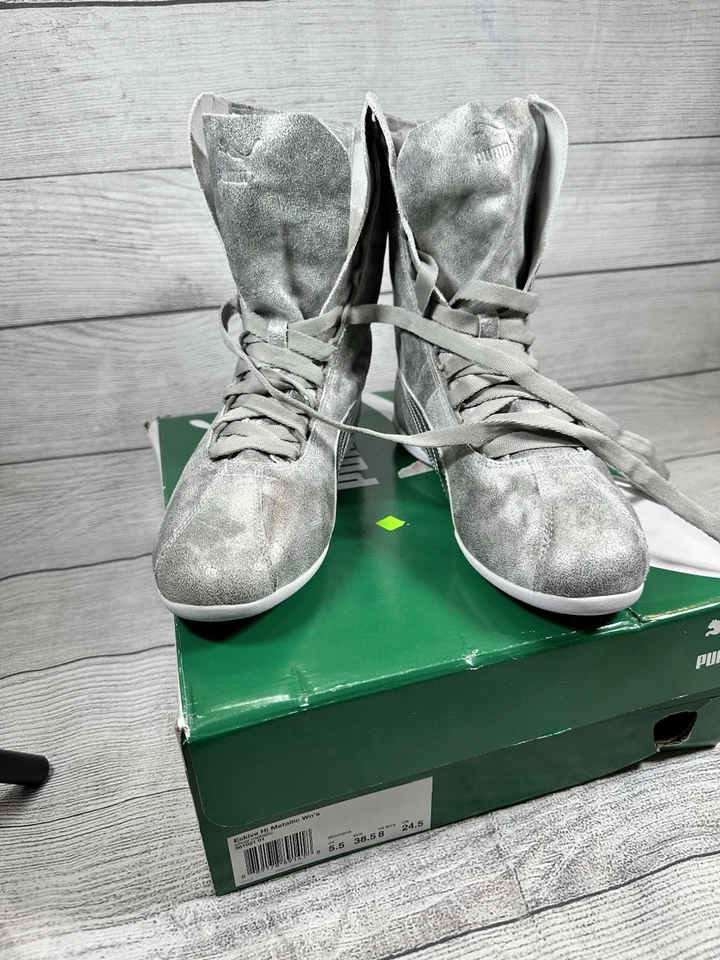 Puma Eskiva Hi Metallic Silver Brand New In Box Size 8 - Image 2 of 4
