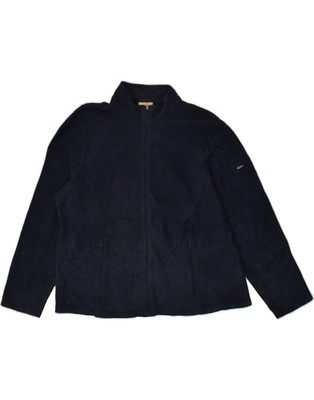 L.L.BEAN Womens Loose Fit Fleece Jacket UK 18 XL Navy Blue Polyester BI47