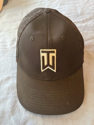 Nike Tiger Woods TW Golf Hat Flexfit Black Mesh RZN VRS Cap Mens L