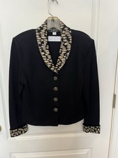 St. John Evening By Marie Nice Trim W/Sparkle Button Up Jacket Size 4 XS S