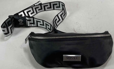 Versace Fragrances Black Belt Bag with Silver Logo Plate