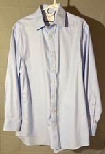 Excellent Charles Tyrwhitt 16x34 Classic Fit Non-Iron, Blue Twill, Semi-Spread