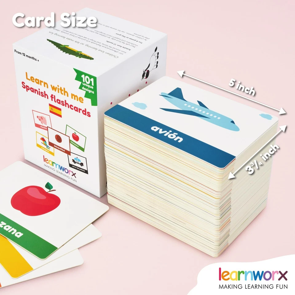 Tarjetas Flash Españolas para Niños y Niños Pequeños - 101 Tarjetas - 202 Lados - Aprende con... Foto 3 de 4