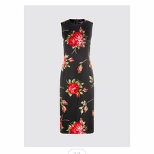D&G Dolce&Gabbana Black Floral Dress M Silk Polyester Summer