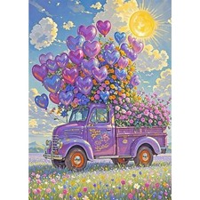 Diamond Painting Kits for Adults Beginners, Full Drill Round Diamond Art, Flower
