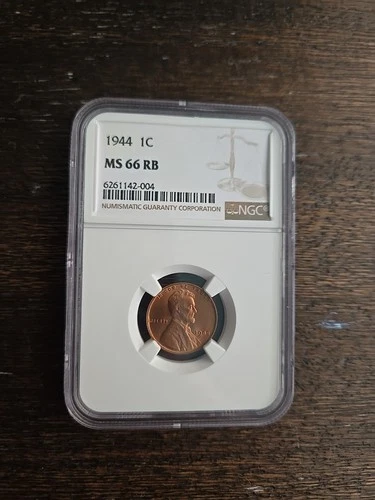 1944 Lincoln Wheat Cent Coin MS 66RB NGC 1C Red Brown